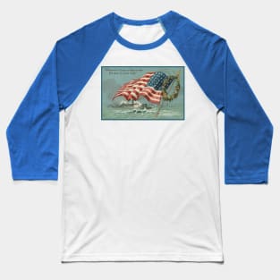 Vintage Star Spangled Banner 48-Star Flag Postcard Art Baseball T-Shirt